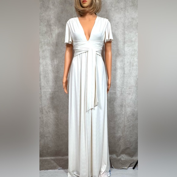 Halston Heritage Cream Maxi Bridal Gown